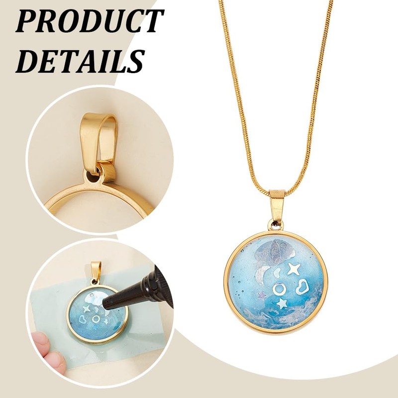 UNICRAFTALE Pack of 10 Round Bezel Pendants Open Back Stainless