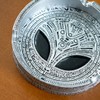 Alien Design Decorative Ashtray, Ancient Hieroglyphic Pattern, Metallic Silver Finish