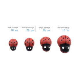 HoneyToys 70Pcs Four Size Painted Wooden Ladybug/Self Adhesive/Craft/Decorations/Home Decor/Plants