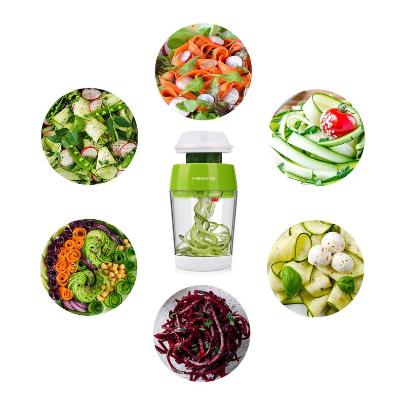 MENNYO Spiral Vegetable Cutter with Container, 4 in 1 Vegetable