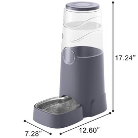 Wefeedy 8L Automatic Pet Waterer,Gravity Stainless Steel Water Feeder,Gravity Pet Water Dispenser,Large Capacity Waterer with Stainless Steel Bowl for Medium and Large-Sized Cats and Dogs(8L,Grey)