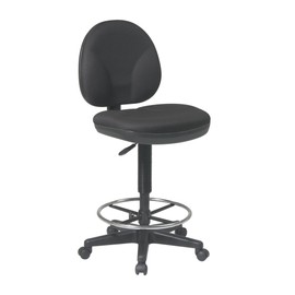 Office Star DC Series Drafting Chair with Sculptured Seat and Back, Built-in Lumbar Support and Adjustable Foot Ring, Icon Black Fabric