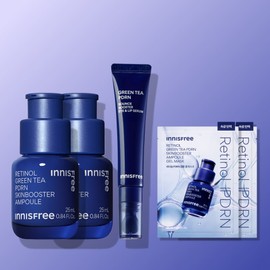 innisfree 이니스프리 속광 2종세트 레티놀 PDRN 앰플 25mL 2개 + 그린티 PDRN 아이&립 세럼 15mL