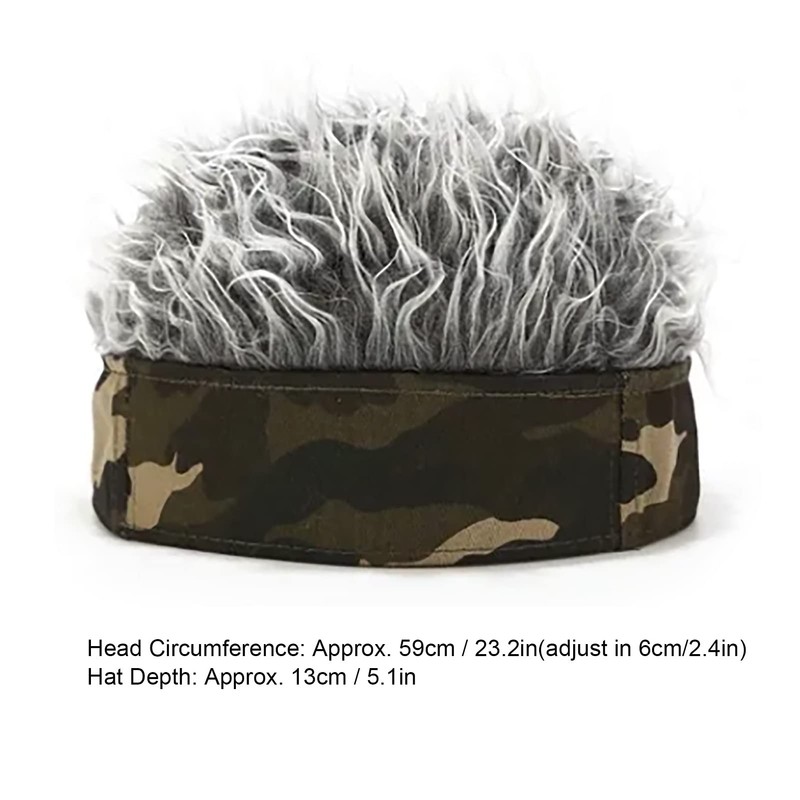 Gray Men Wig Hat, Men Artificial Wig Hat Camouflage Grey