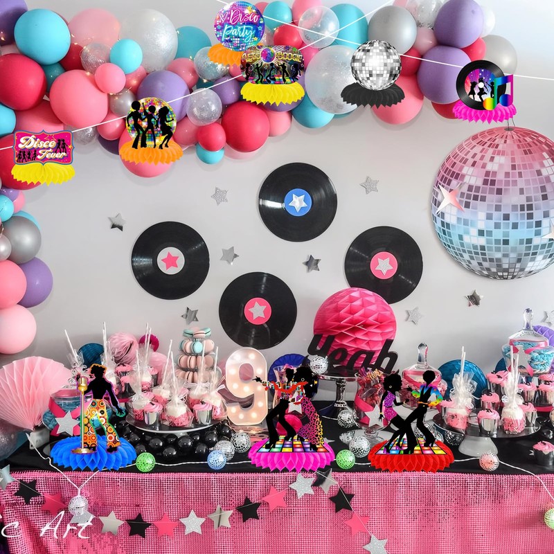 Disco Decoration Table Toppers, 70s Party Honeycomb Table Decoration, Dancing