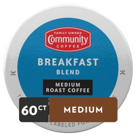Community Coffee Breakfast Blend 60 Count Coffee Pods, Medium Roast, Compatible with Keurig 2.0 K-Cup Brewers, Box of 60 Pods