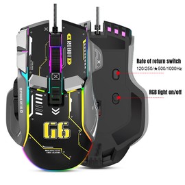 LJFLYXRI Ergonomic Gaming Mouse - Customizable, Comfortable, and Precision-Driven, Wired RGB Gamer Mouse with 10 Programmable Buttons for Ultimate Gaming Experience (Black)
