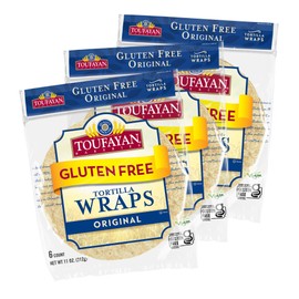 Toufayan Gluten Free Wraps, Original – 3 Packs (18 Total), Soft 9″ Tortilla-Style Wraps, Vegan, Kosher, Freeze for Freshness