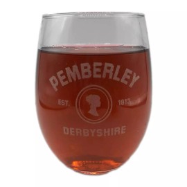 Shabby Sign Shoppe PEMBERLEY Stemless Wine Glass Jane Austen's Pride and Prejudice Mr Darcy 1813