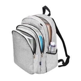 NGIL Glitter Performance Large Canvas Sports Backpack, Dance Backpack, Gymnastics, Cheerleader Essential Backpacks (Glitter-Silver)