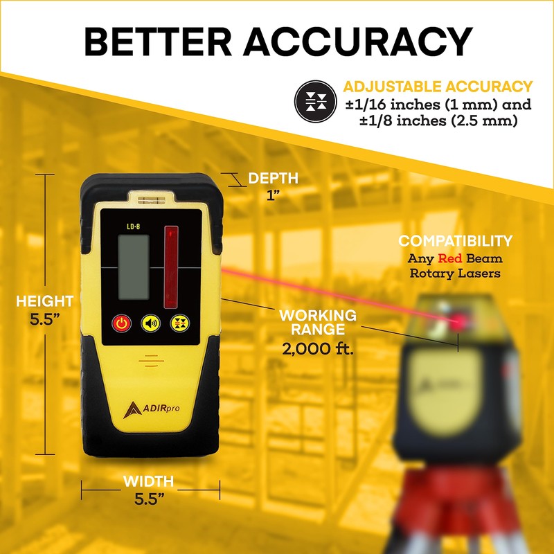 AdirPro Universal Rotary Laser Detector (LD-8) - Digital Rotary Laser