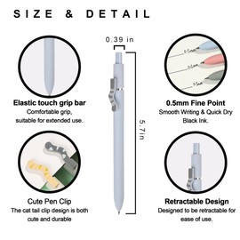 VICO Cute Cat Gel Pens – 4 Pack 0.5mm Fine Point Black Ink, Smooth Quick-Dry Writing Pens for School, Office & Study – Kawaii Aesthetic Stationery Gift