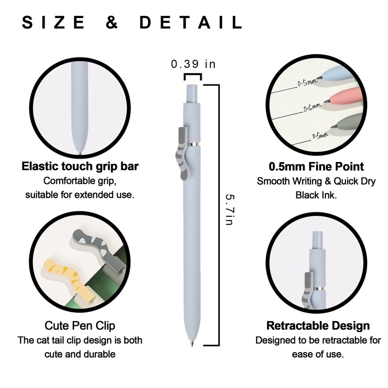 VICO Cute Cat Gel Pens – 4 Pack 0.5mm Fine