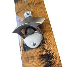 Bottle Opener Made from Reclaimed Kentucky Bourbon Barrel Stave (BOURBON BARREL BROWN/SILVER)