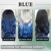RUNATURE Microring Extensions Echthaar Blau 40cm Remy Glatt Bunt Haarverlangerung