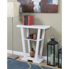 Convenience Concepts Newport V Console Table 31.5" - Modern Sofa Table with Storage Shelves, Narrow Entryway Hall Table for Living Room, Display Accent Table, White
