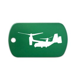 RDW Flying V-22 Osprey Aluminum Keychain GI Dog Tag stol vtol vertical takeoff tiltrotor v22#1 - Green