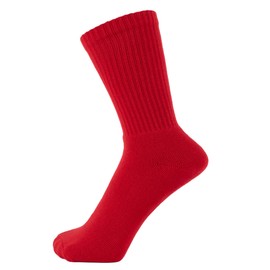 ZAKIRA Finest Combed Cotton Terry Lined Athletic Sports Crew Socks for Men, Women, 4-6 (UK), Red