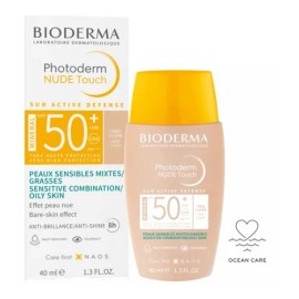  Bioderma Photoderm Nude Touch FPS 50+ | Tono Natural | Protector Solar Facial con Color – Acabado Mate y Ultra Ligero