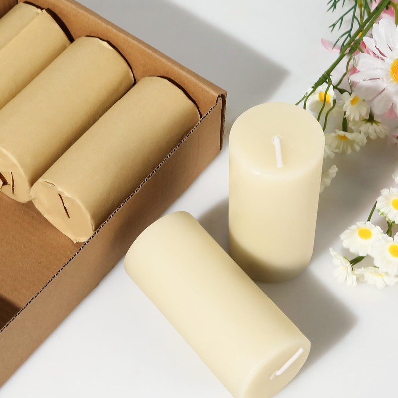 8 Pack Natural Beeswax Pillar Candles,100% Pure Beeswax Candles-344 Hours