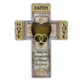 Faith, Hope, and Love Marriage Wall Cross, Wedding, Engagement, and Vow Renewal Couples Gift, Wall Crosses with Bible Verse, 7.25-inch by 10.5-inch, by Abbey & CA Gift