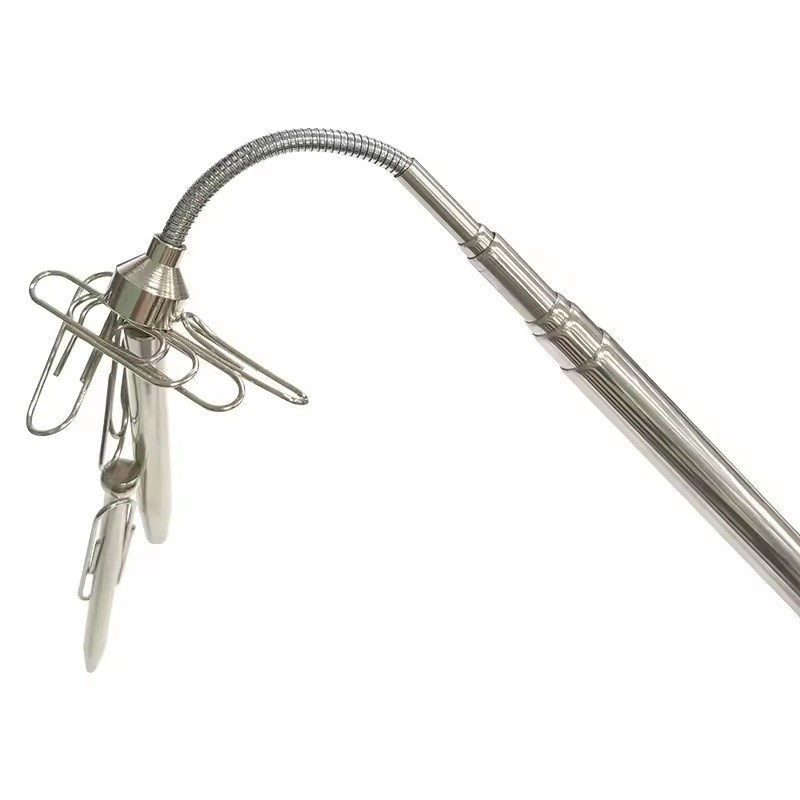 Telescopic Magnetic Pickup Tool with Flexible Neck and Pocket Clip