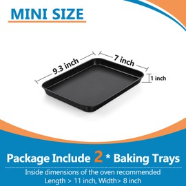 P&P CHEF 2 Pcs Toaster Oven Pans, P&P CHEF Carbon Steel Small Toaster Oven Tray Non-stick Broiler Pan, 9” x 7” Inch, Sturdy & Easy Clean & Oven Safe