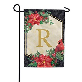 Carson Garden Flag - Poinsettia Cardinal Monogram R