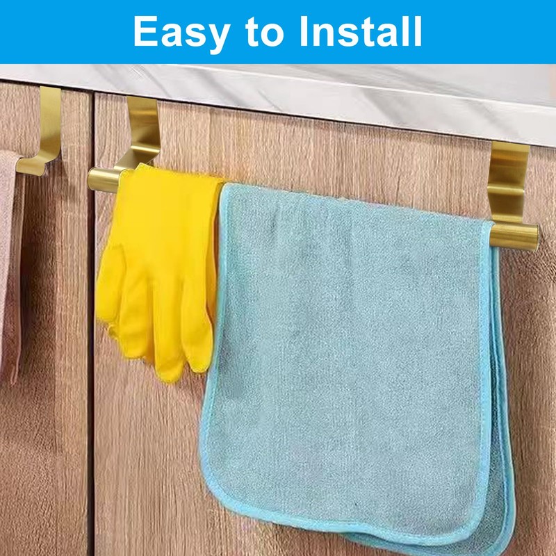 Kemcatui 2 Pack Over Cabinet Towel Holder, Gold Kitchen Towel