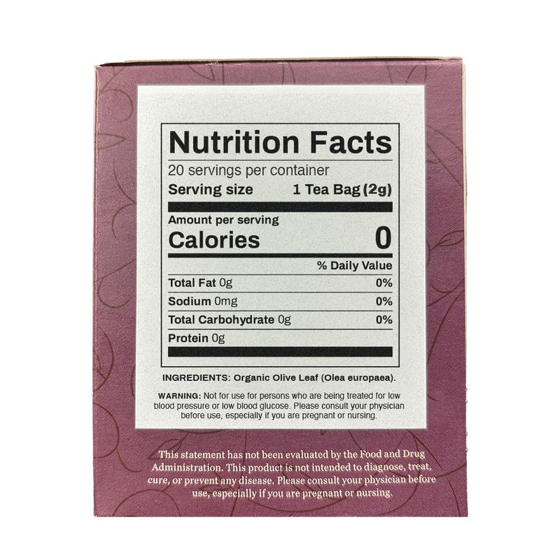 Organic Positively Botanicals Company, Olive Leaf Herbal Tea Bags, 20