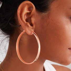 Gacimy Gold Hoop Earrings for Women, 14k Real Gold Plated with 925 Sterling Silver Post, Hypoallergenic Lightweight Thick Gold Hoops Earrings for Women Trendy, 50MM, Brass Rose Gold Sterling Silver,