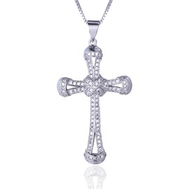 Halukakah Moissanite Cross Pendant Necklace for Boys Teens,1.0ct Total Lab-Grown Diamonds,Platinum White Gold Plated 925 Sterling Silver,Luxury Religious Jewelry,for Son,Grandson,Nephew,5-16 Years Old