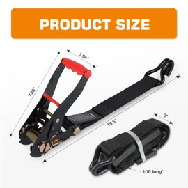 Kingfun Heavy Duty Car Tie Down Straps for Trailers 4 Pack - 2" x 120" Tire Straps with 10,000 lbs Break Strength, Secure Wheel Strap for Car Hauler, Truck, SUV, and Utility Trailers