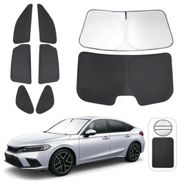 TINGLU Window Shades for 11th Gen Honda Civic (NOT for Hatchback) 2022-2025 Accessories Car Side Full Windows Rear Triangular Windshield Sun Shade Sun UV Rays & Privacy Protection for Camping 8PCS