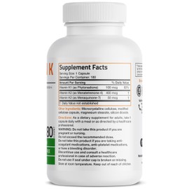 Vitamin K Triple Play (Vitamin K2 MK7 / Vitamin K2 MK4 / Vitamin K1) Full Spectrum Complex Vitamin K Supplement, 180 Capsules