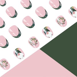 Christmas Press on Nails Santa Cluas Wreath Fake Nails with Glitter Design Green Glue on Nails Glossy Acrylic Full Cover Nude Stick on Nails Short Almond False Nails for Women Manicure 24Pc