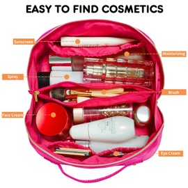 Huifen Stoney Clover Makeup Bag, Travel Toiletry Bag Preppy Stuff Cosmetic Bag Graduation Make Up Bag Cute Makeup Pouch Valentine's Day Birthday Gifts Bags for Women Girls Friends Her (Rose Red)