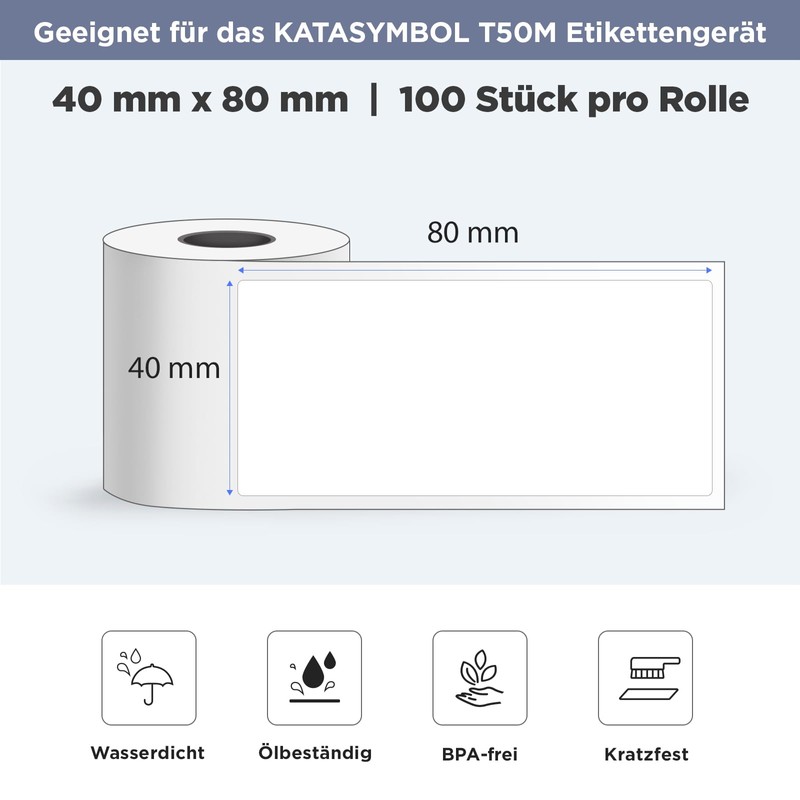 SUPVAN KATASYMBOL T50M Pro/Plus Label Tape Paper, Waterproof Labels for