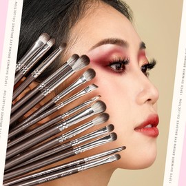 Jessup Brush Set Makeup Brush Set Eye Makeup Brush Set Professional 15-Piece Eye Brush Set Brown Eyeshadow Brush Eyebrow Concealer Eyeliner Blender Brush T499
