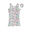Destira Girl's Unicorn Doodles Gymnastics Unitard| White | Child Large