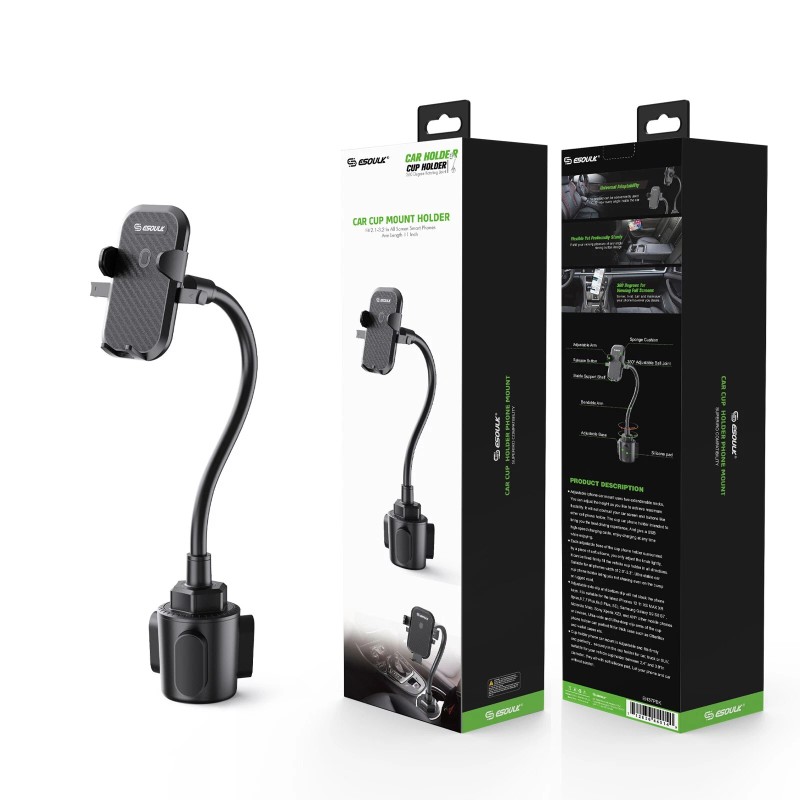 Esoulk Cup Holder Mount 11 Inch Flexible Gooseneck, Universal Phone