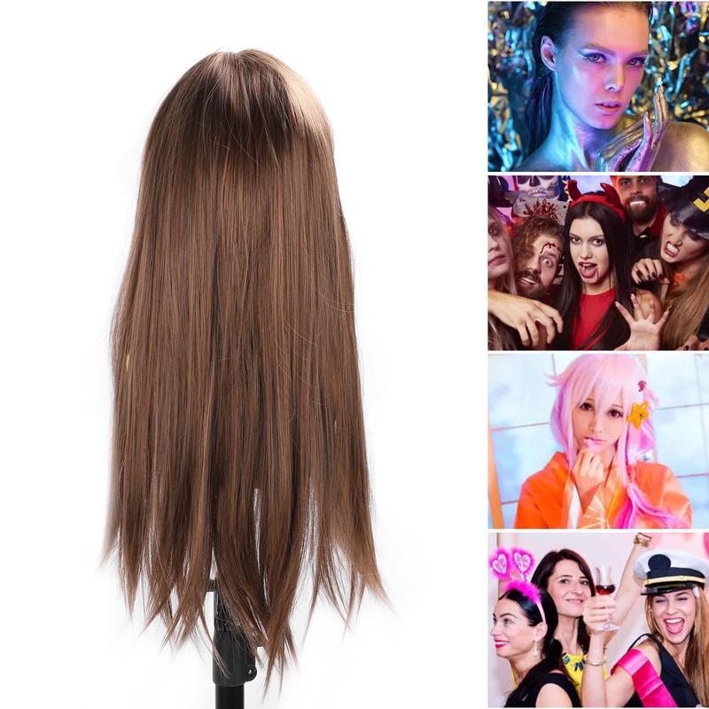 Light Brown Straight Wigs High Temperature Fiber Women Light Brown