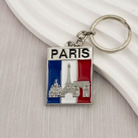 The Artisan WHISPER - Llavero de la Torre Eiffel de París, llavero con bandera francesa, llavero con orgullo de Francia, regalo para los amantes de París, viajeros de Francia, dije de bolsa de arco de