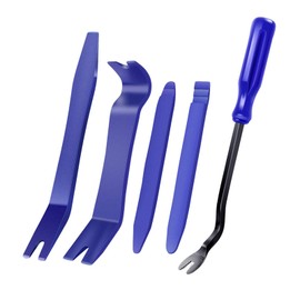 Car Upholstery Stripper, New PP Material, Durable (4 Panel Strips + 1 Clip Clamp Tool), Automotive Rivet, Panel Removal, Clip, Clamp Tool, Removing Tool, Convenient to Carry (5 Piece Set, Blue)