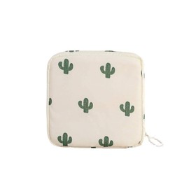 Adorable Pink Peri - Reusable Sanitary Napkin Pads Storage Bag Portable for Women Girls | Made of Nylon + Water Resistance | Zero Waste Period (Cactus)