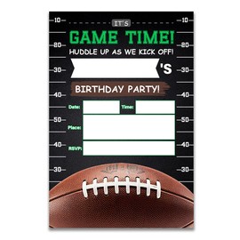 UPNEGE Football Birthday Party Invites Football Sport It's Game Time Birthday Invitations with Envelopes, Pack of 20