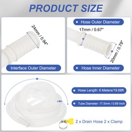 PATIKIL 19.68ft Air Conditioner Drain Kit, 2 Set Universal AC Drain Hose Connector Hose with Clamp Rubber Adapter for Mini-Split Window AC Unit Dehumidifier Faucet