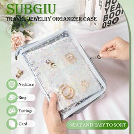 Travel Jewelry Organizer Book Clear Earring Storage Case Transparent Storage Case (Light blue, Set Pack of 2 Jewelry Books)