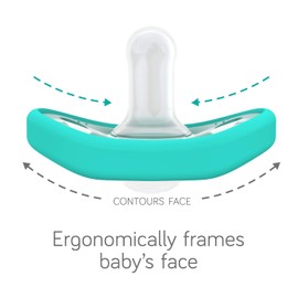 Nanobebee Baby Pacifiers 3+ Months - Orthodontic, Curves Comfortably with Face Contour, Award Winning for Breastfeeding Babies, 100% Silicone - BPA Free. Baby Registry Gift 4pk,Teal/Grey
