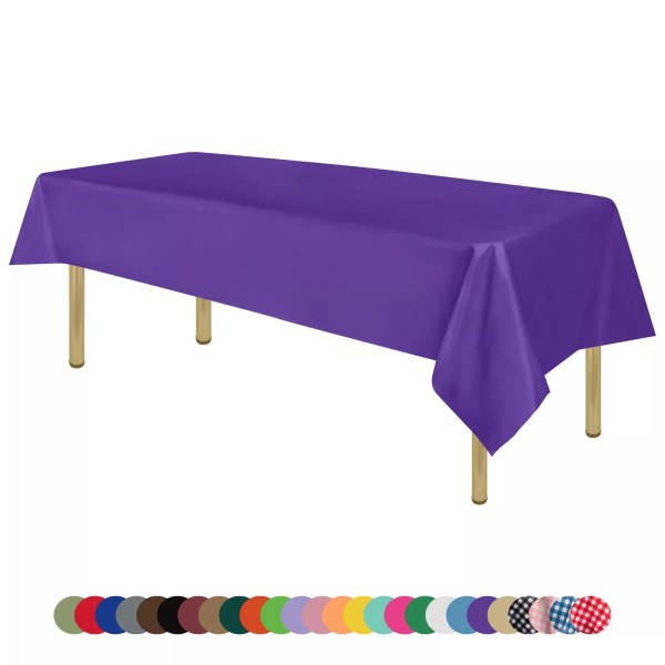 ZIMPLEWARE Premium Purple Plastic Table Cloth Disposable (6 Pk) Plastic